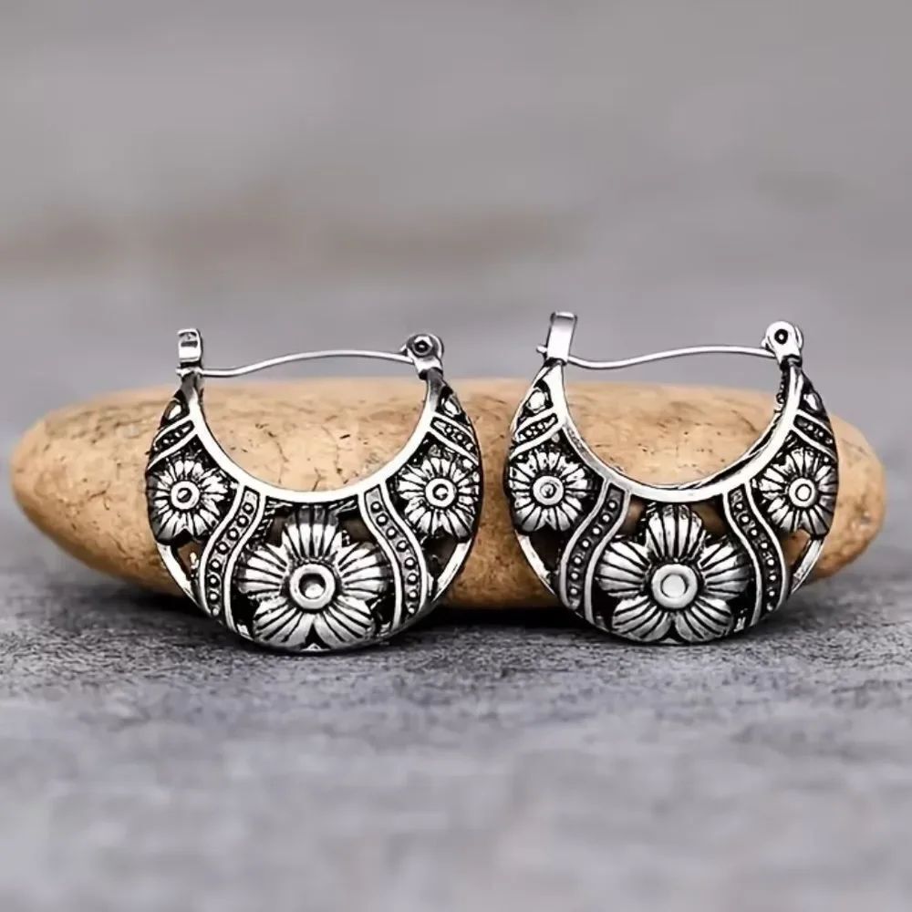Floral Hoop Earrings N1951